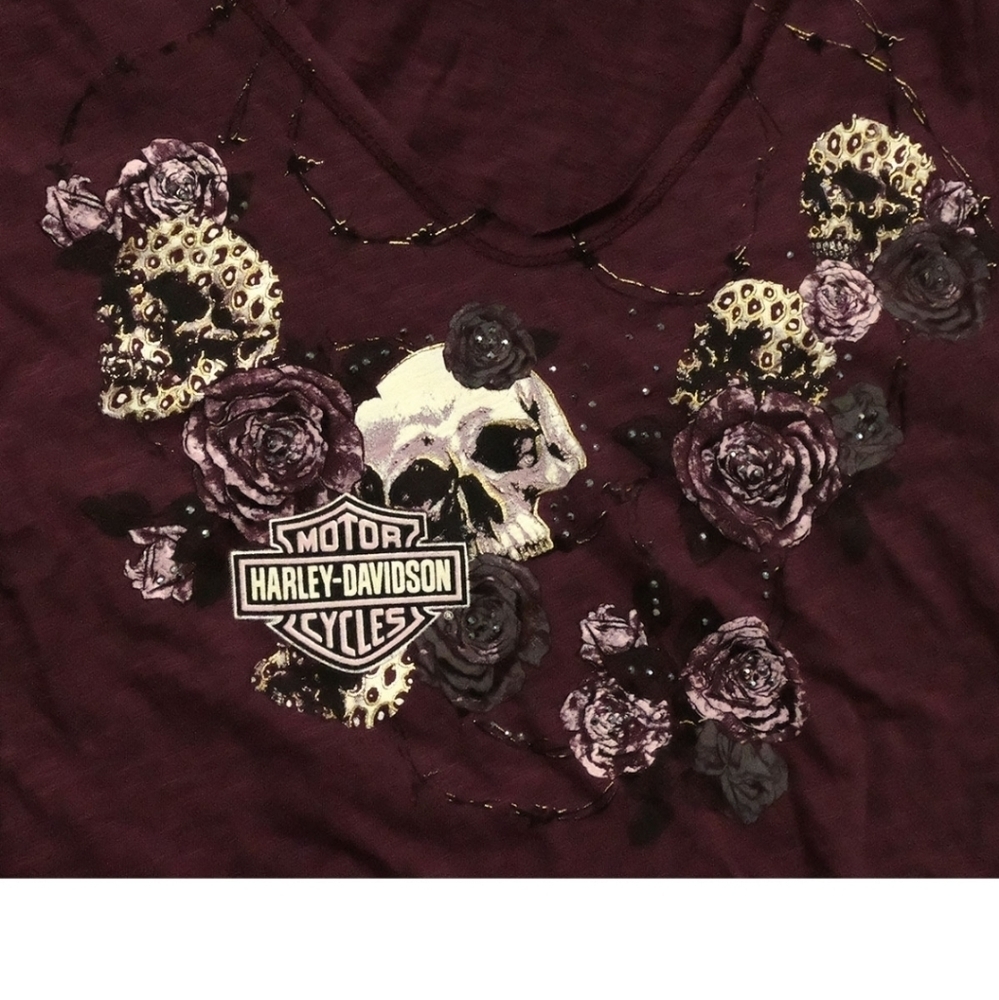 Harley Davidson| V Neck Skull print‎ tshirt - Picture 6 of 6